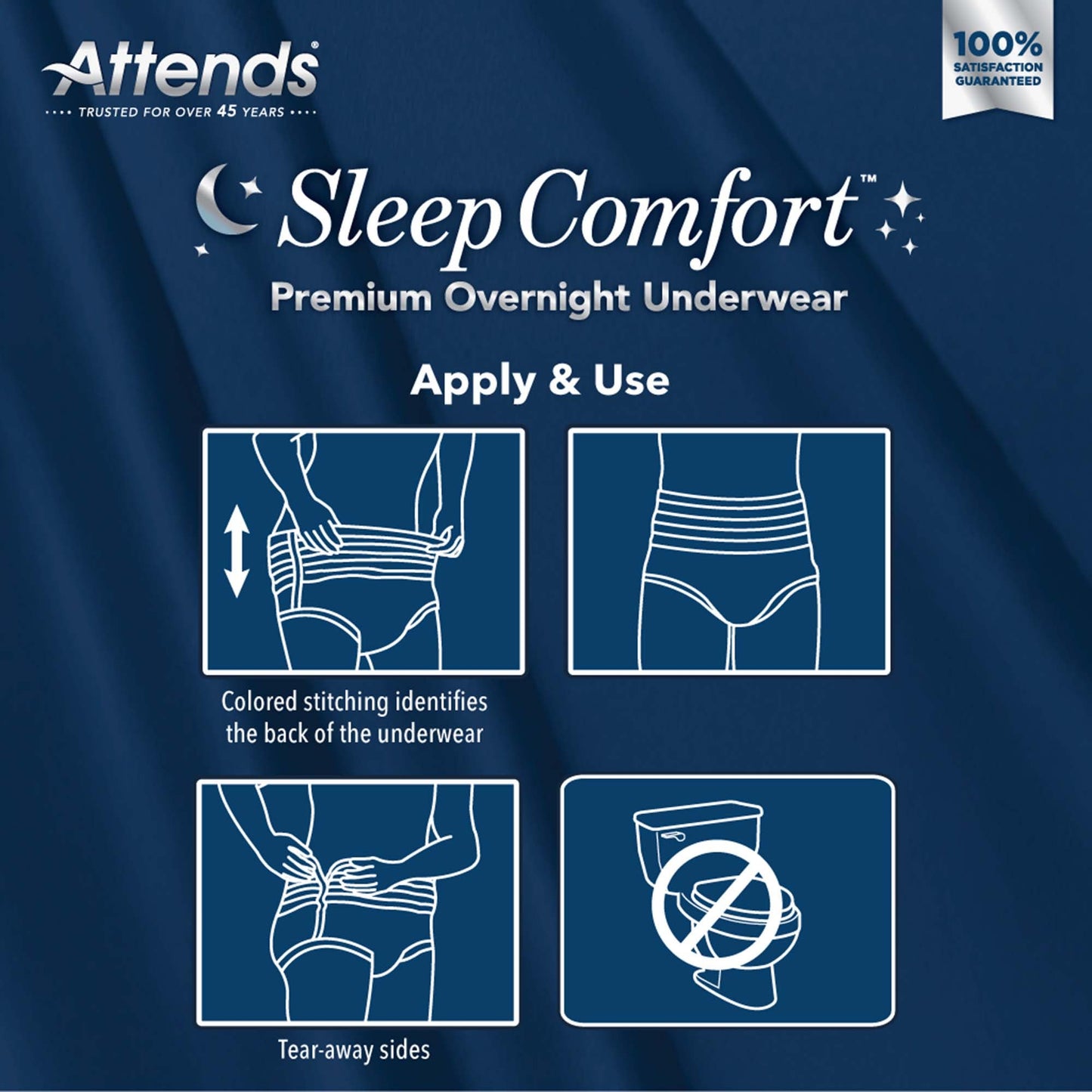 Attends® Sleep Comfort Premium Overnight Underwear, Extra Large, 58 – 68 Inches