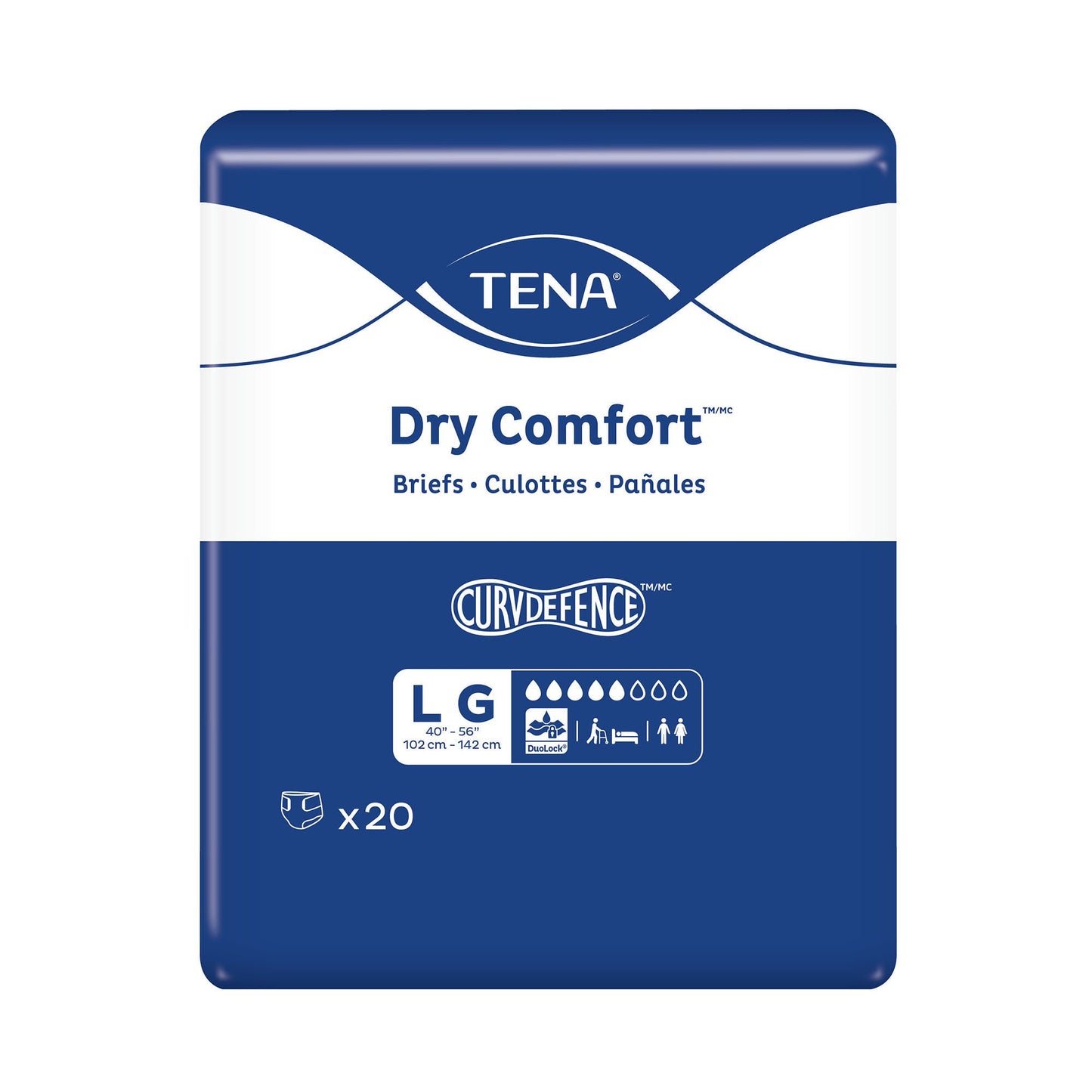 Tena® Dry Comfort™ Briefs with Curvdefence™, 40 – 56 Inch, Five Drops