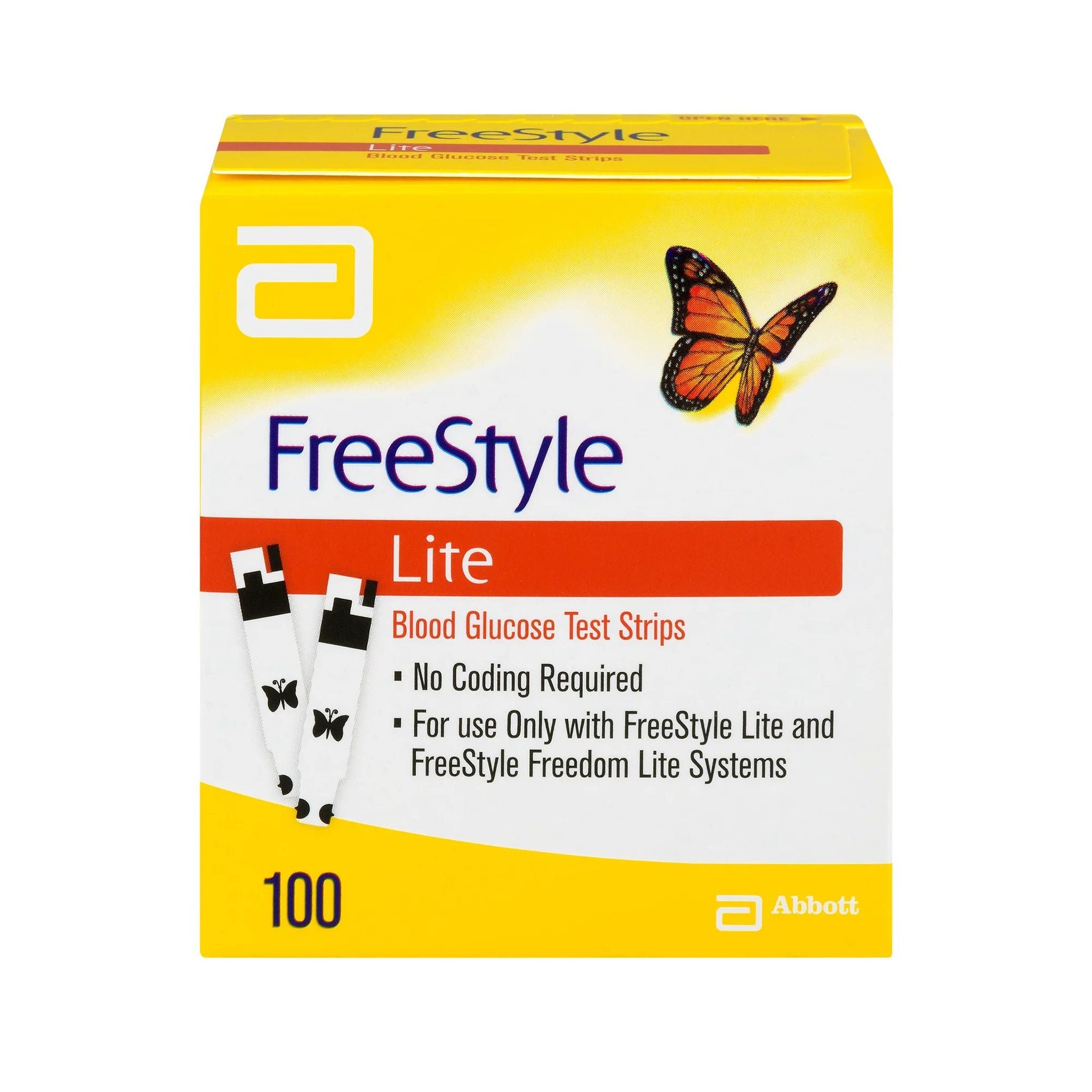 FreeStyle Lite Blood Glucose Test Strips 100 Strips For Freestyle Lite Monitor System