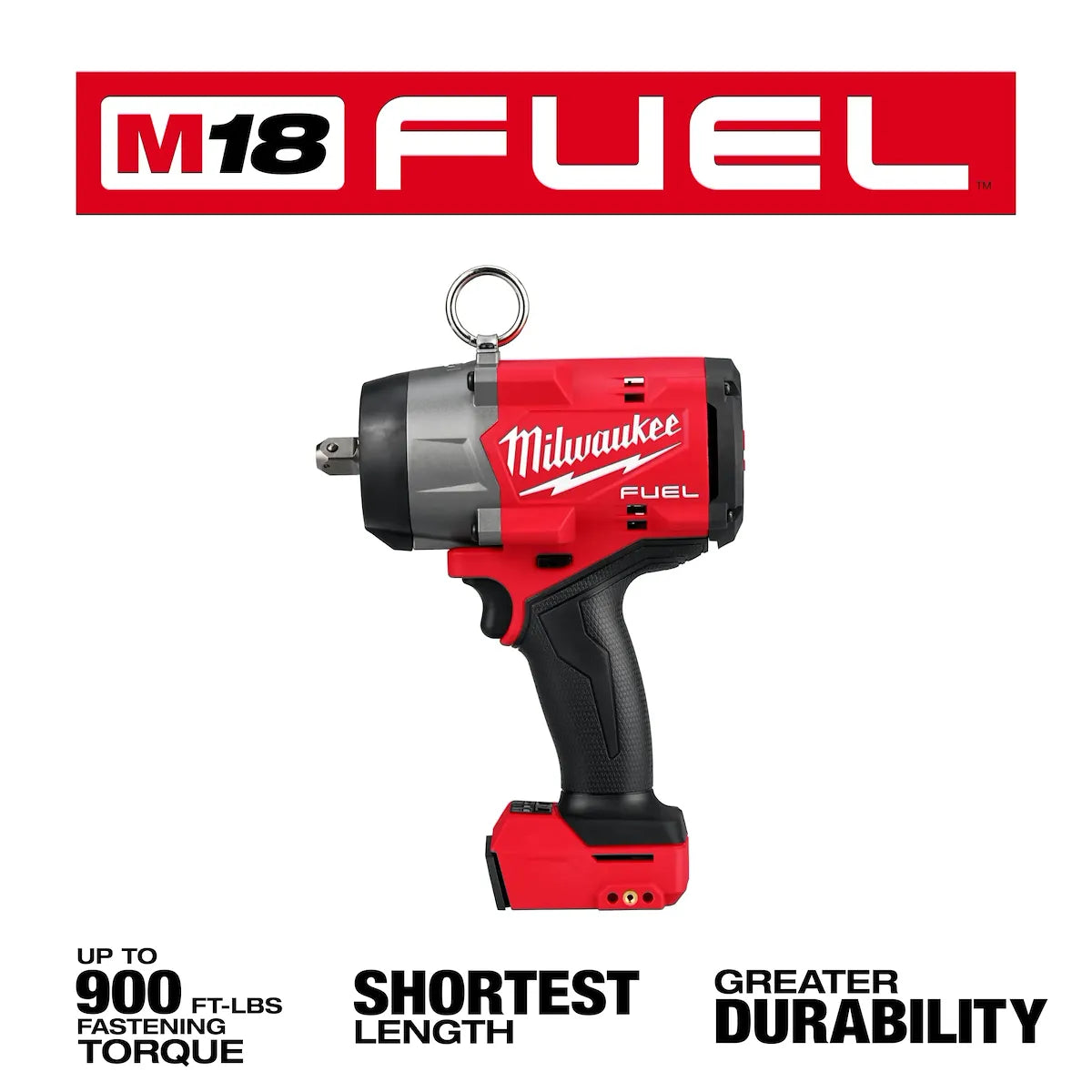 Milwaukee M18 FUEL 1/2" High Torque Impact Wrench w/ Pin Detent 2966-20 | M18 Battery, Glass Filled Nylon