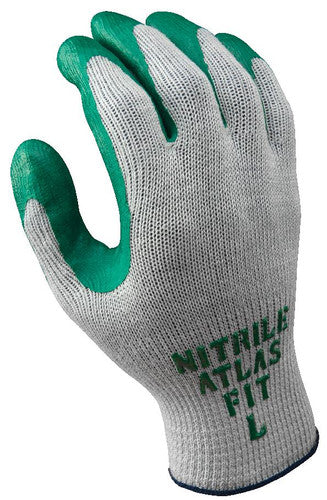 Showa 350 Atlas Fit Flat Dipped Green Colored Nitrile Gloves — Dozen (12 pairs)