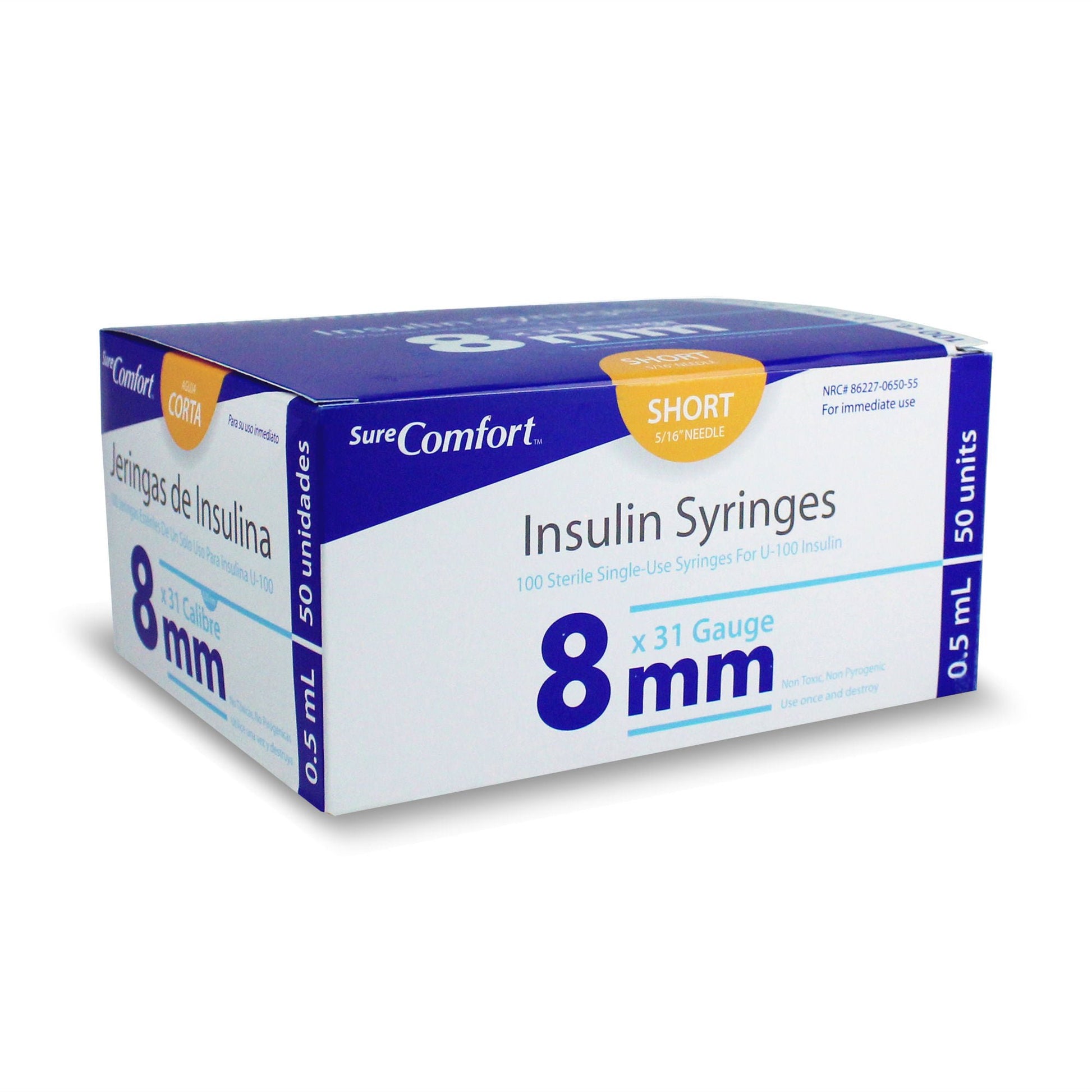 Surecomfort® Standard Insulin Syringe with Needle, 31 Gauge, 5/16 Inch