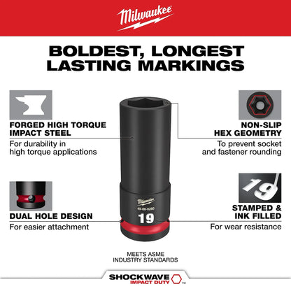 Milwaukee 14PC SHOCKWAVE Impact Duty 1/2" Drive Metric Standard 6 Point Socket Set 49-66-6258