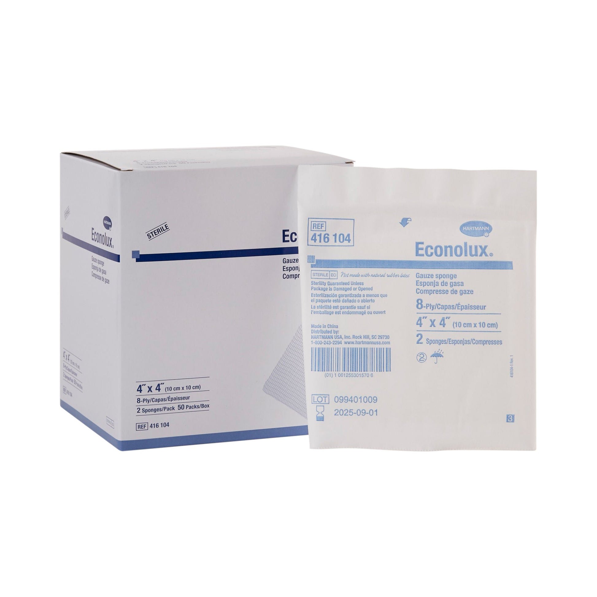 Econolux® Sterile Gauze Sponge, Eight-Ply