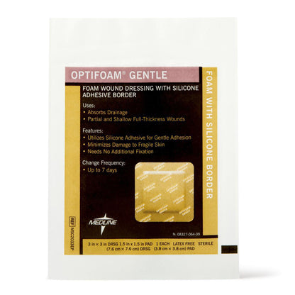 Optifoam Gentle Foam Dressing With Border Waterproof Backing Silicone Border Square