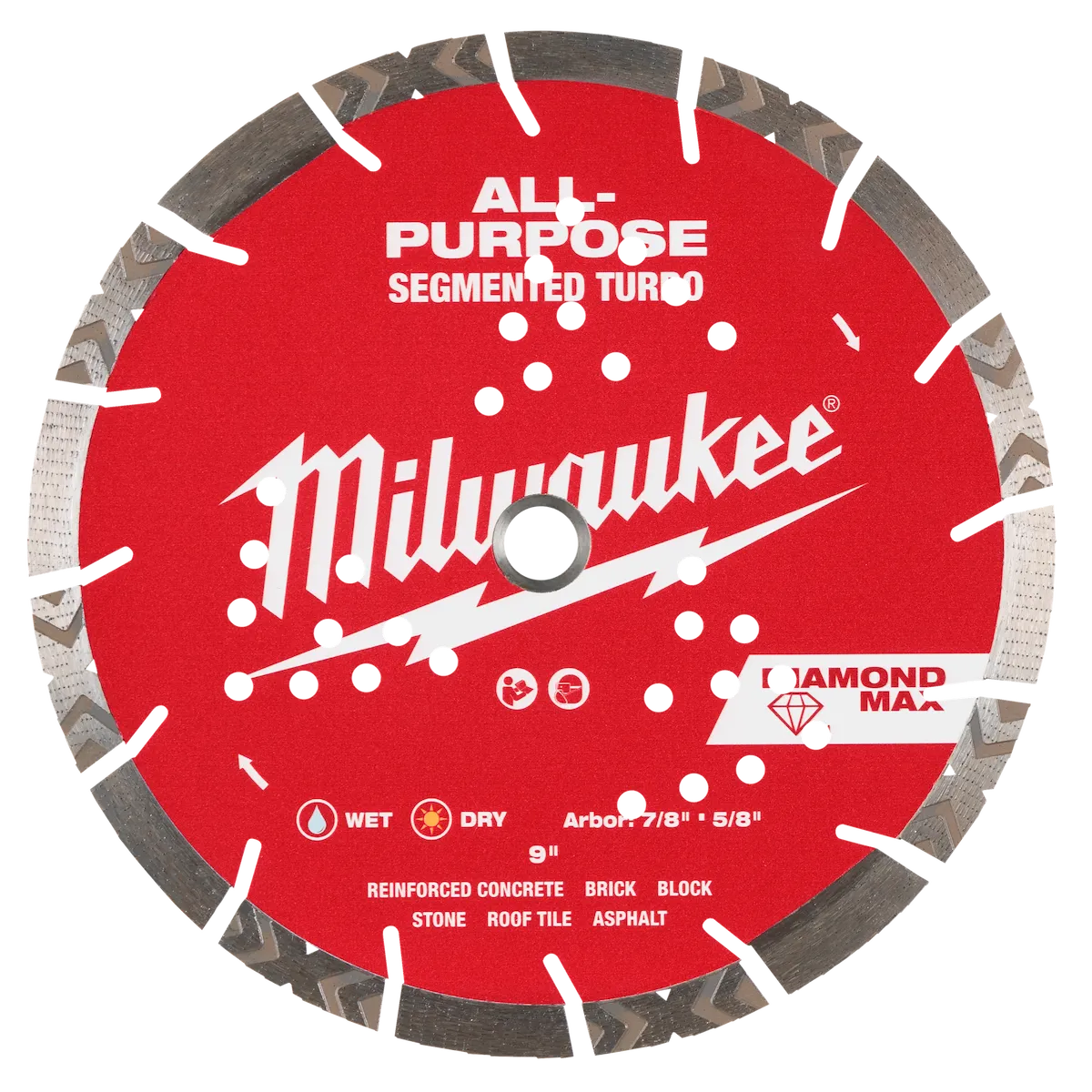 Milwaukee 9" DIAMOND MAX All-Purpose Segmented Turbo Diamond Blade 49-93-7125 | Diamond Coated