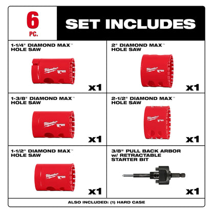 Milwaukee 6PC DIAMOND MAX Hole Saw Set 49-56-5730