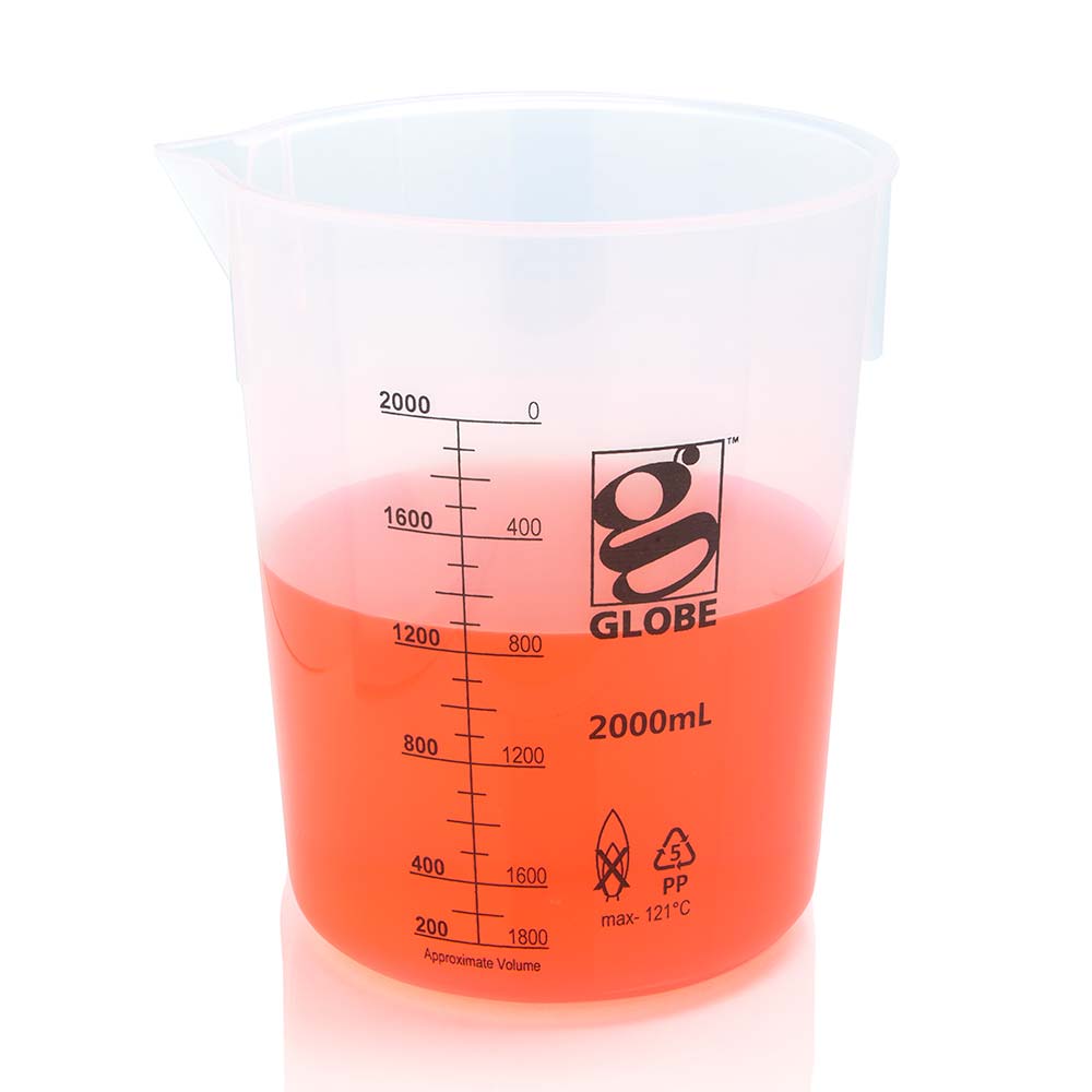 Polypropylene Griffin Beakers, Low Form, Printed Graduations — 50 mL to 10 L, 1–12/Bag | Globe Scientific
