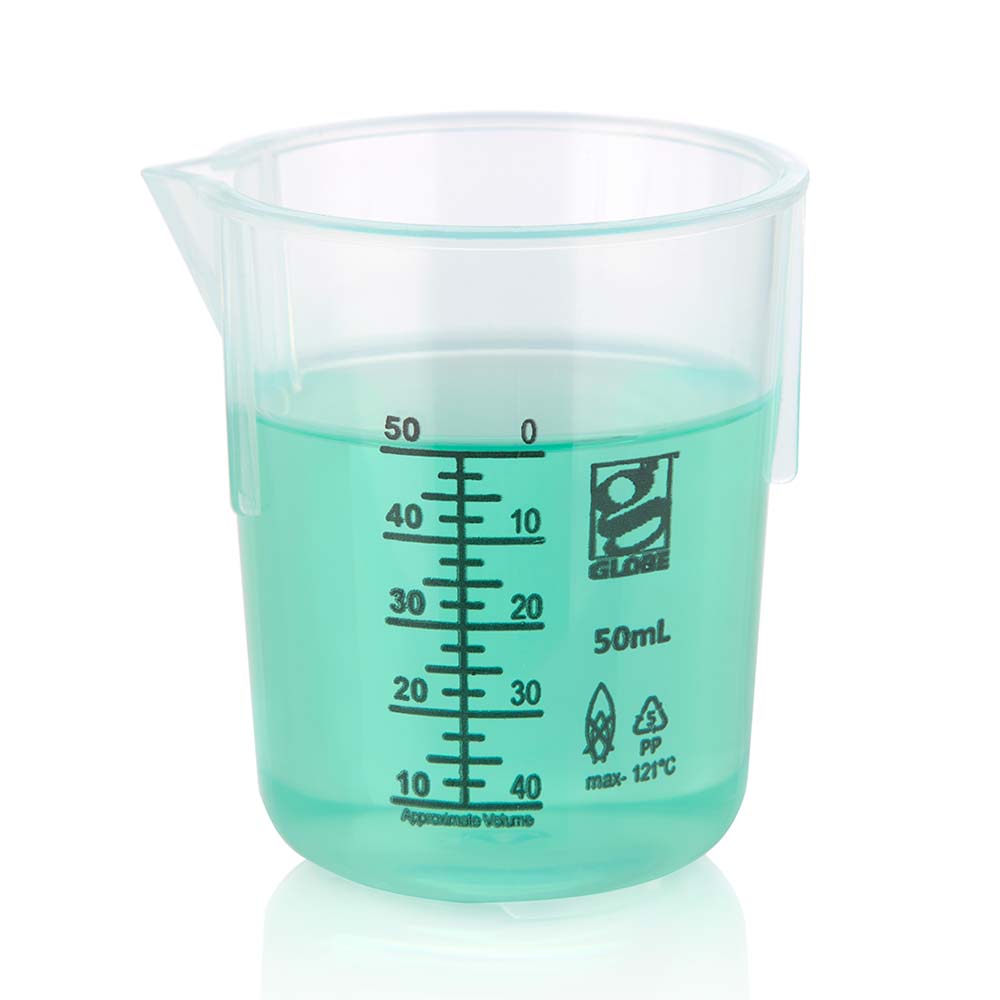 Polypropylene Griffin Beakers, Low Form, Printed Graduations — 50 mL to 10 L, 1–12/Bag | Globe Scientific