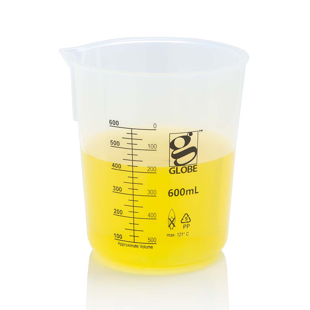 Polypropylene Griffin Beakers, Low Form, Printed Graduations — 50 mL to 10 L, 1–12/Bag | Globe Scientific