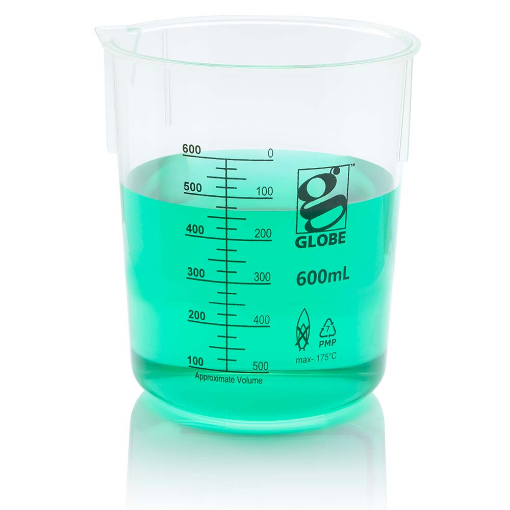 Griffin Beakers, Low Form PMP, Printed Graduations — 50 mL to 10,000 mL, 1–12/Bag | Globe Scientific