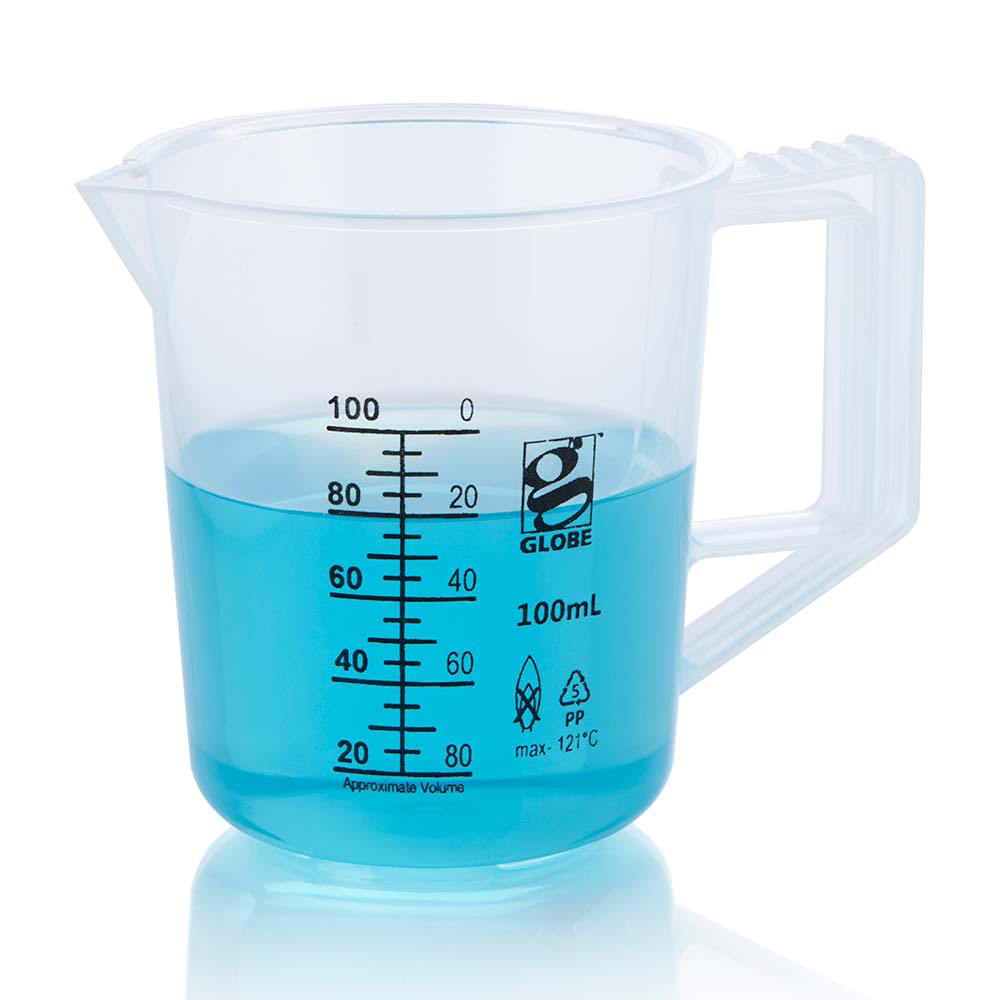 Beakers with Handle, Polypropylene Low Form, Printed Graduations — 100–5000 mL, 1/Bag | Globe Scientific