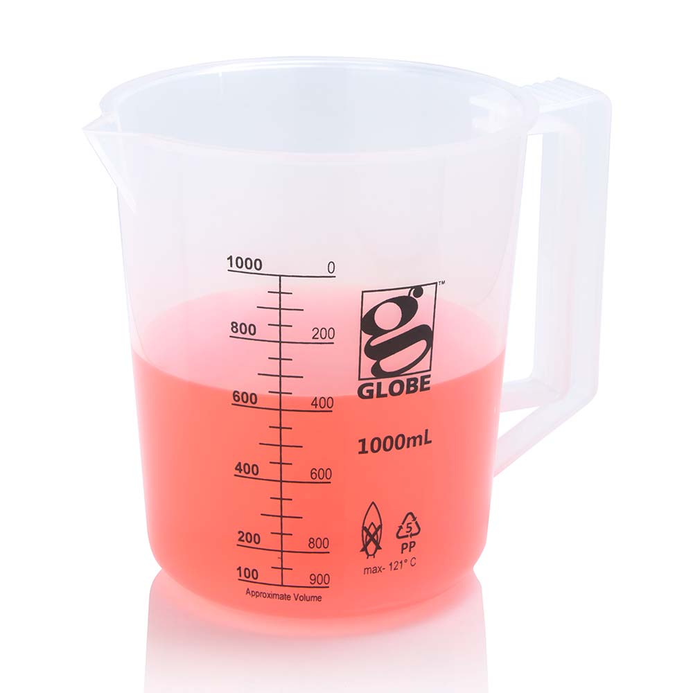 Beakers with Handle, Polypropylene Low Form, Printed Graduations — 100–5000 mL, 1/Bag | Globe Scientific