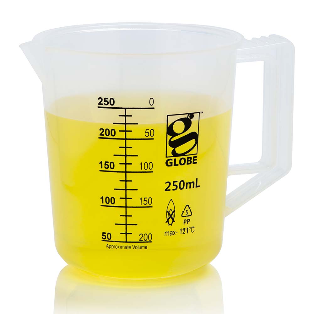 Beakers with Handle, Polypropylene Low Form, Printed Graduations — 100–5000 mL, 1/Bag | Globe Scientific
