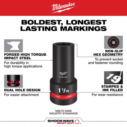 Milwaukee SHOCKWAVE Impact Duty 1" Drive 33mm Deep 6 Point Socket 49-66-6627