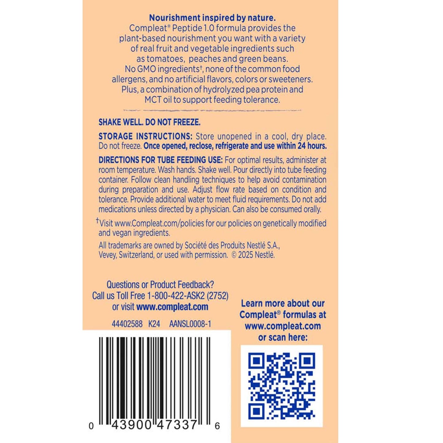Compleat® Peptide 1.0 Nutritionally Complete Tube Feeding Formula