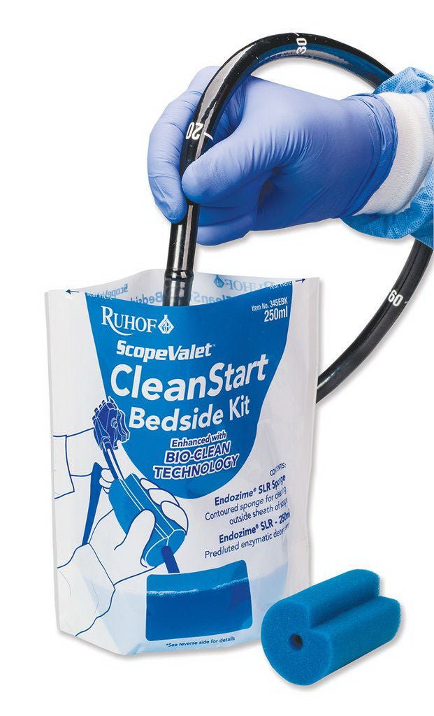 ScopeValet CleanStart Endoscope Sponge Kit with Pre-Diluted Enzymatic Detergent Tubular For Flexible and Rigid Instruments / Ready-to-Use