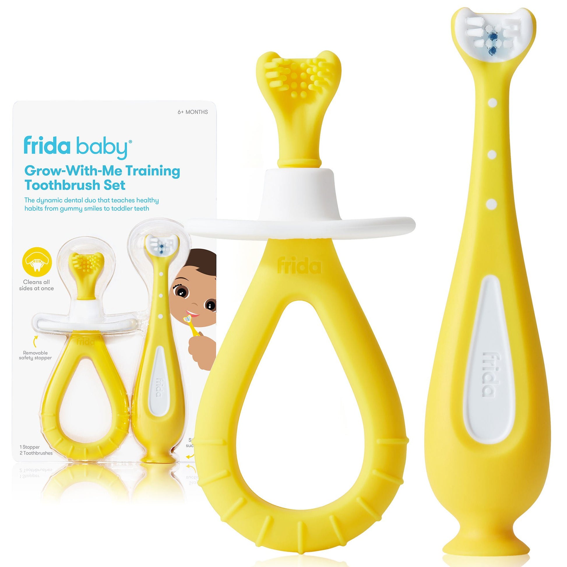 frida baby Grow With Me Toothbrush Training Set Yellow Ages 6 Months and Up