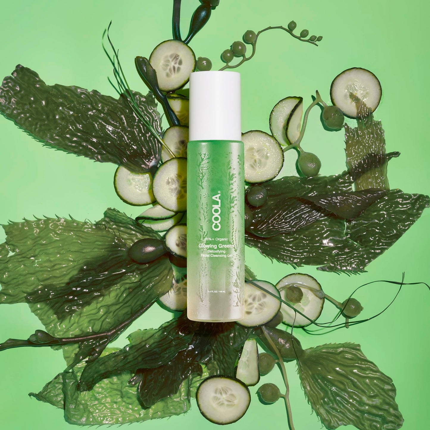Coola Glowing Greens Detoxifying Facial Cleanser Gel Tube Scented