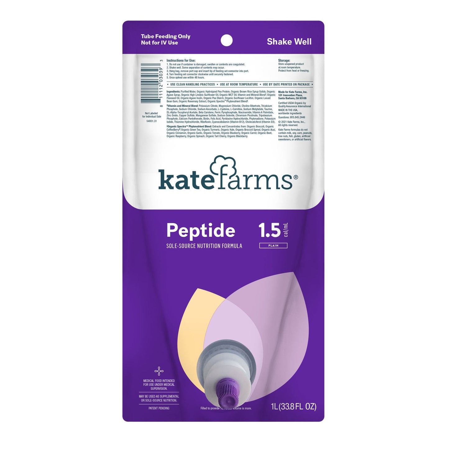 Kate Farms® Peptide 1.5 Sole-Source Nutrition Formula, Bag