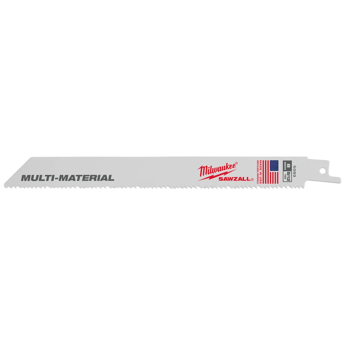 Milwaukee 8" 8/12 TPI SAWZALL Blade for Multi-Material (5 PK) 48-00-5093 | 8 in Blade Length, 5-Piece