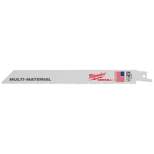 Milwaukee 8" 8/12 TPI SAWZALL Blade for Multi-Material (5 PK) 48-00-5093 | 8 in Blade Length, 5-Piece