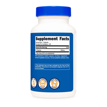 nutricost® L-Theanine 200mg, 120 Capsules, nonGMO, Gluten Free