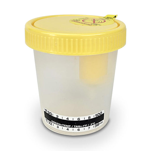 Urine Collection Cups, 4 oz/120 mL, Integrated Transfer Device, Sterile — 300/Case | Globe Scientific