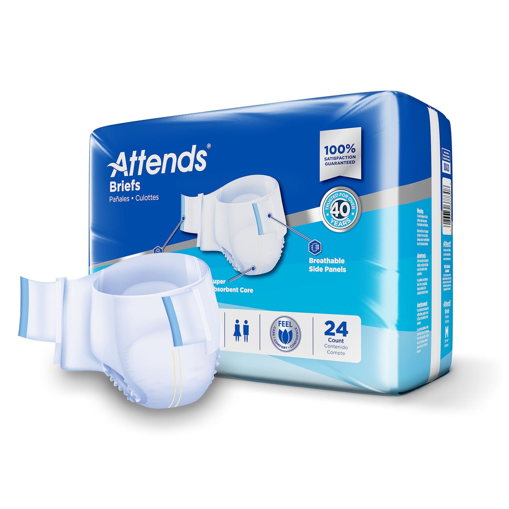 Attends® Briefs, Adult, Heavy Absorbency, Disposable, White