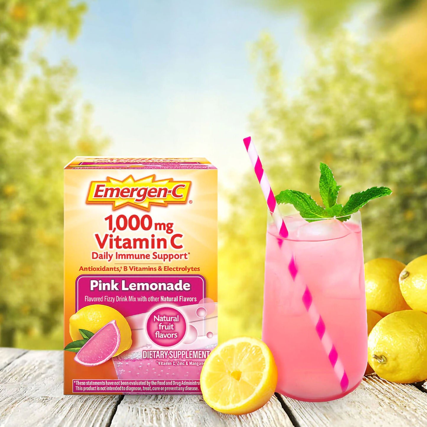 Emergen-C® Vitamin C Daily Immune Support Drink Mix, Pink Lemonade Flavor