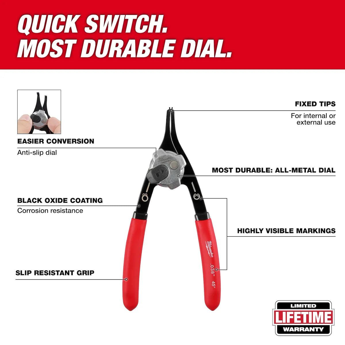 Milwaukee 9PC Snap Ring Pliers Set 48-22-6539 | 9-Piece, Black Oxide