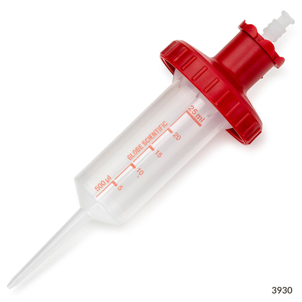 Repeat Pipettor Dispenser Tips, 50 mL, PP — Sterile & Non-Sterile, 100/Case (Gray Adapter Included) | Globe Scientific