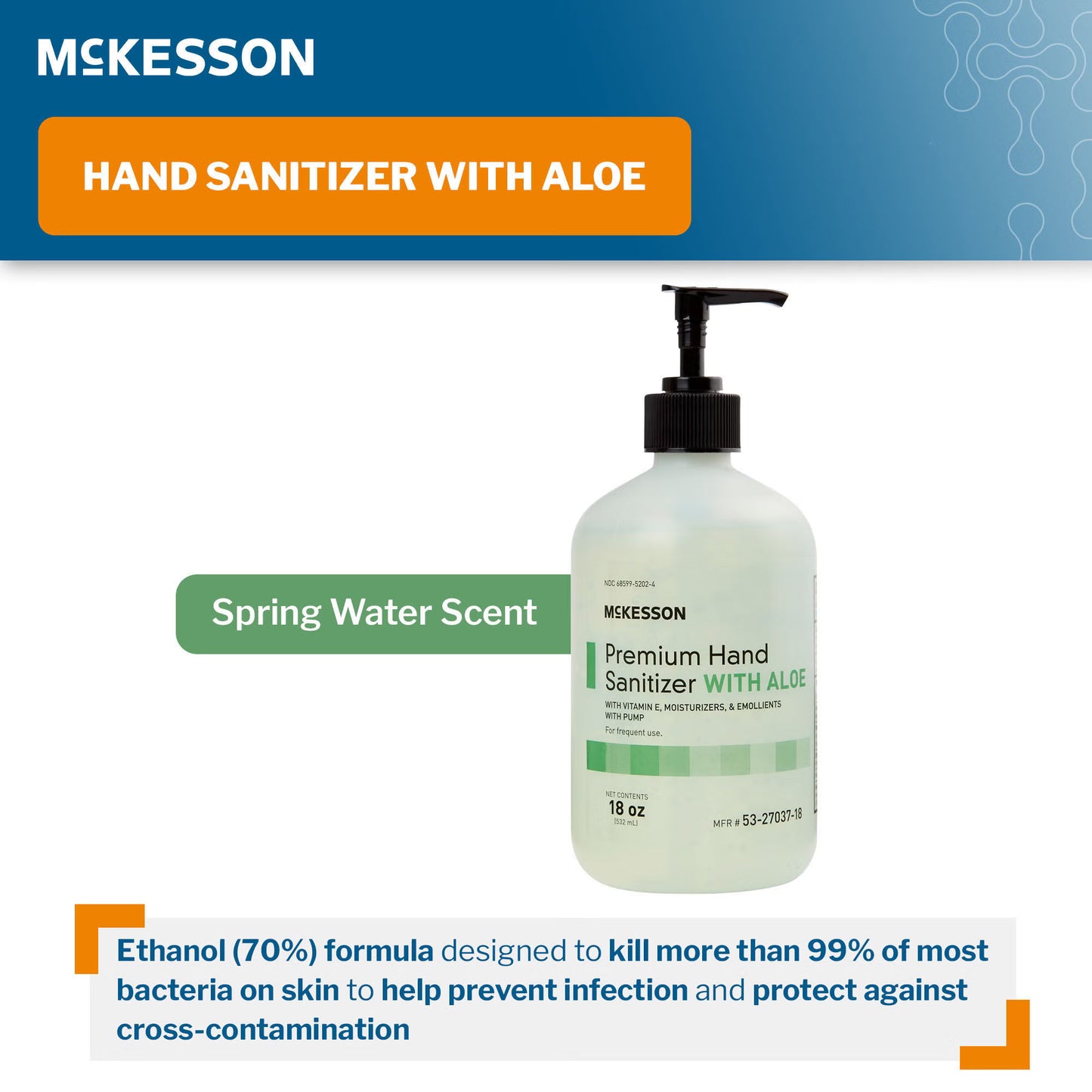 McKesson Premium Hand Sanitizer with Aloe, Gel, Pump Bottle