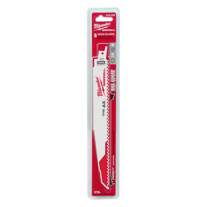 Milwaukee 9" 5 TPI AX SAWZALL Blade for Wood with Nails Bulk 100 48-01-7026 | 9 in Blade Length