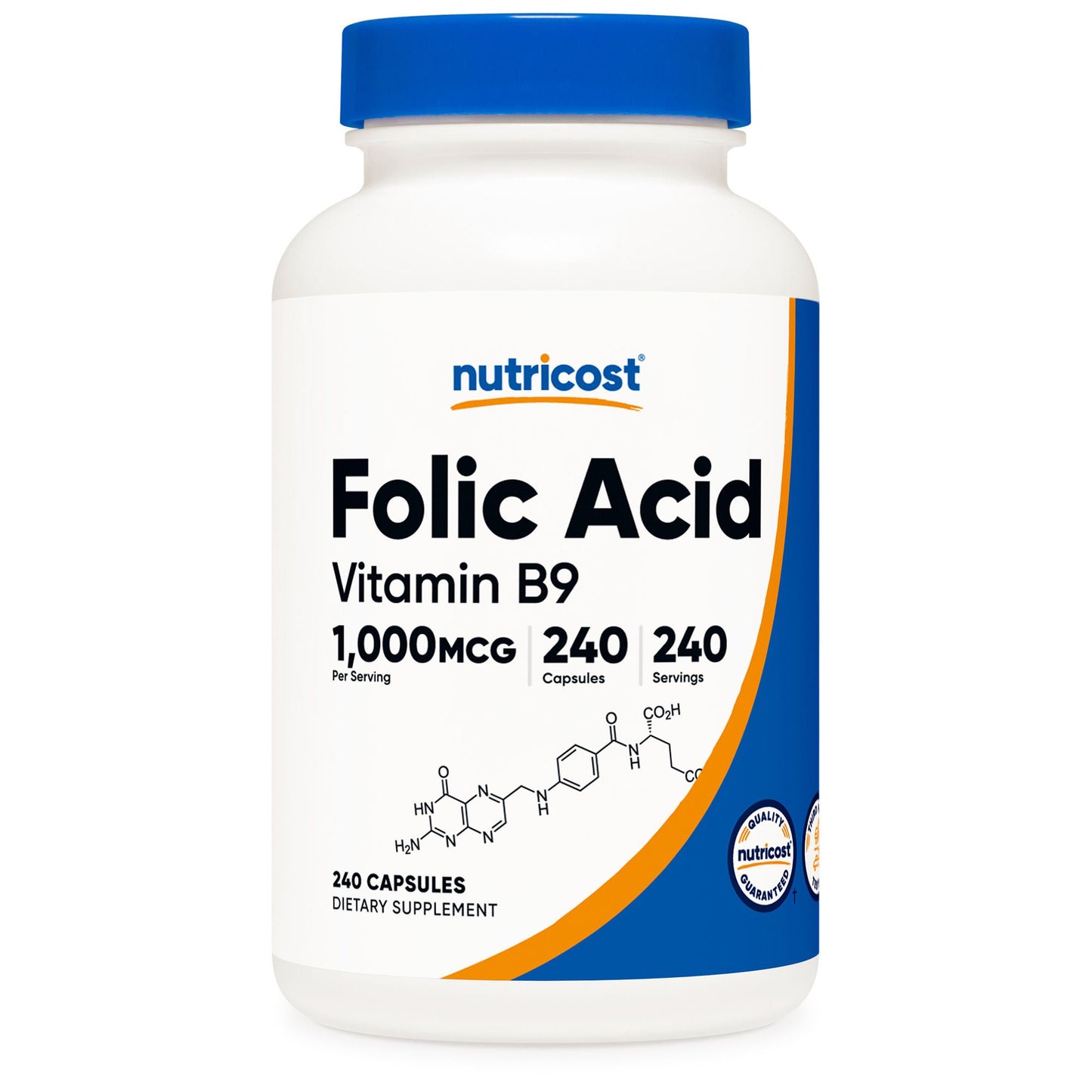 nutricost Folic Acid (Vitamin B9) Dietary Supplement Folate 1,000 mcg Strength Capsule