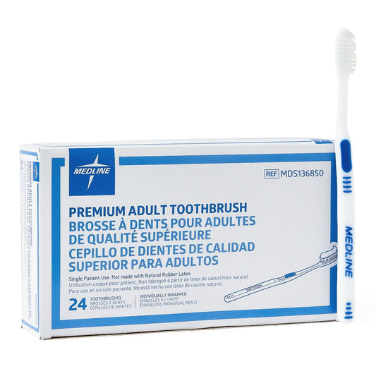 Medline Toothbrush Blue / White Adult Soft