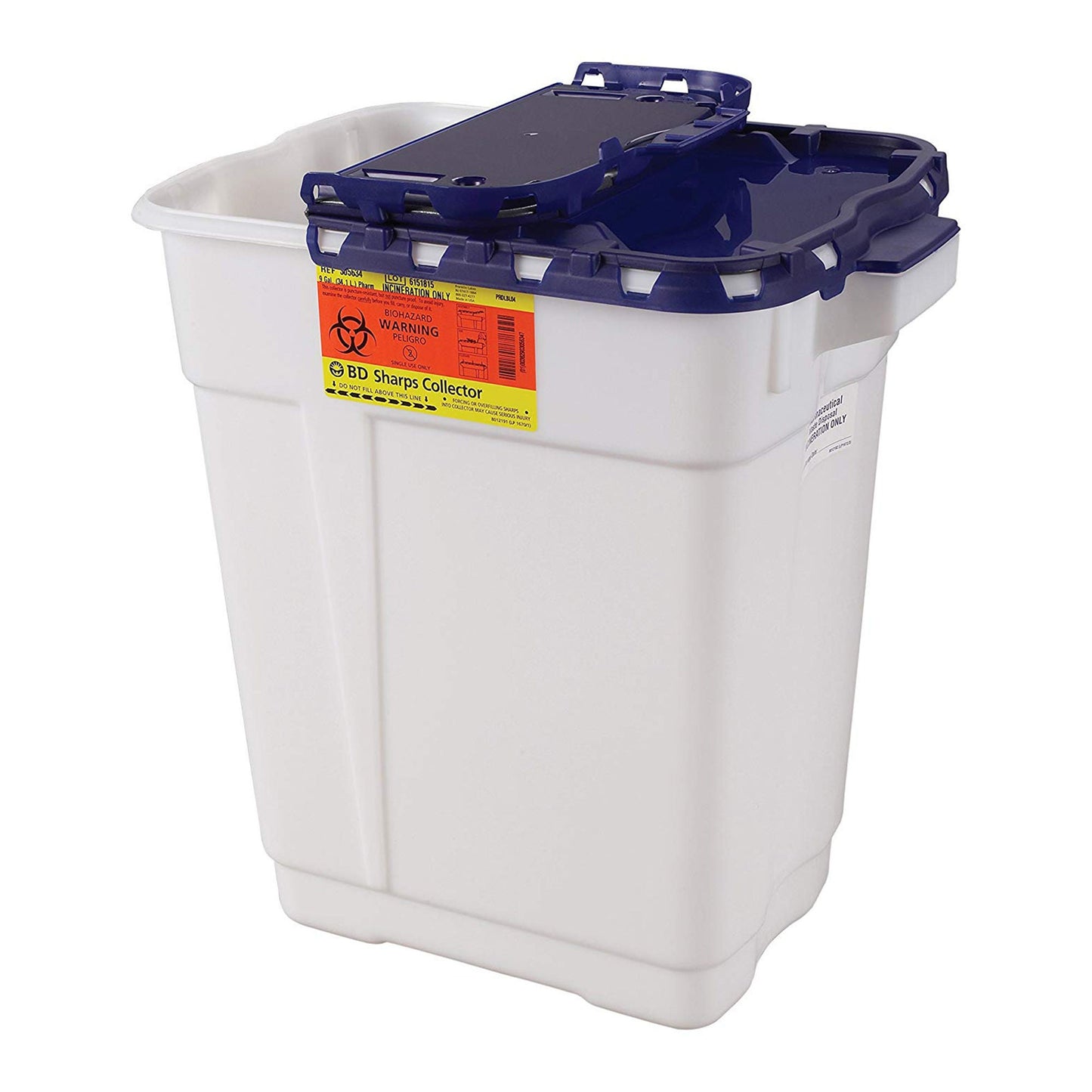 Recykleen Pharmaceutical Waste Container White Base Vertical Entry 9 gal.