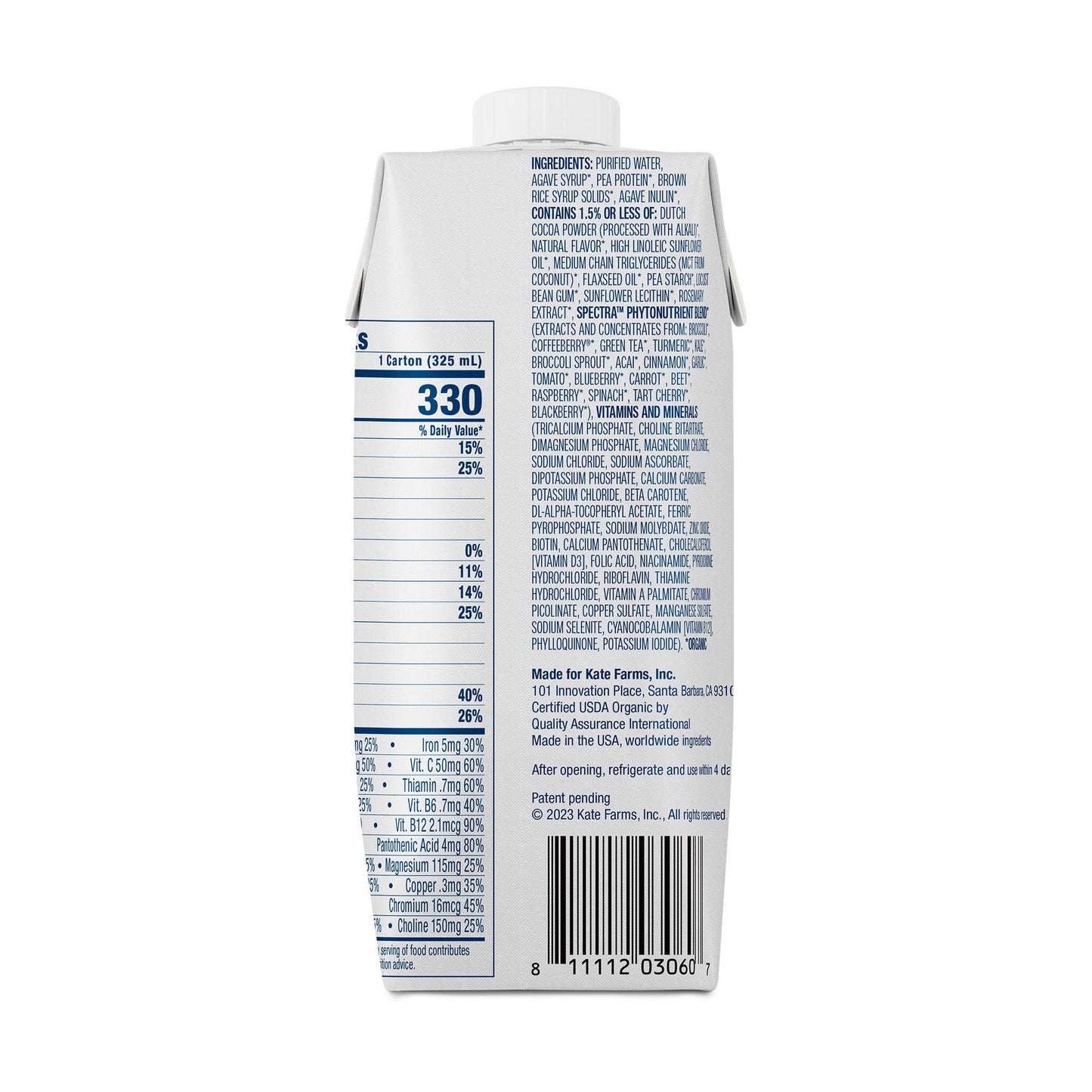 Kate Farms® Nutrition Shake, Chocolate, carton