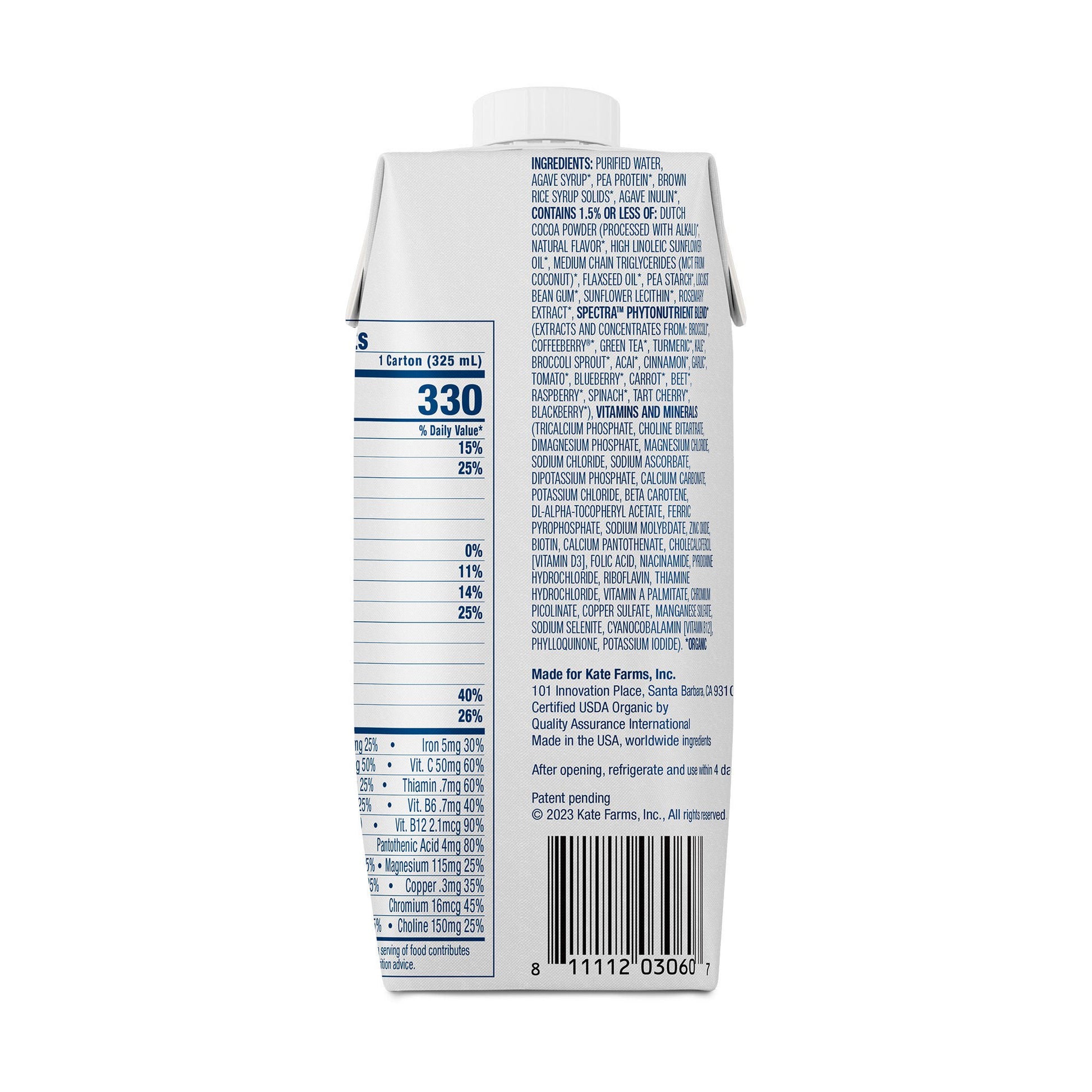 Kate Farms® Nutrition Shake, Chocolate, carton