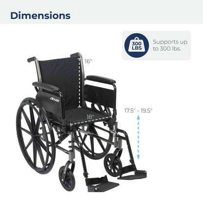 drive™ Cruiser III Lightweight Wheelchair, 18-inch Seat Width