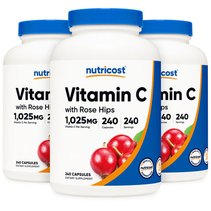 nutricost Vitamin C with Rose Hips Dietary Supplement Vitamin C / Rose Hips 1,000 mg - 25 mg Strength Capsule