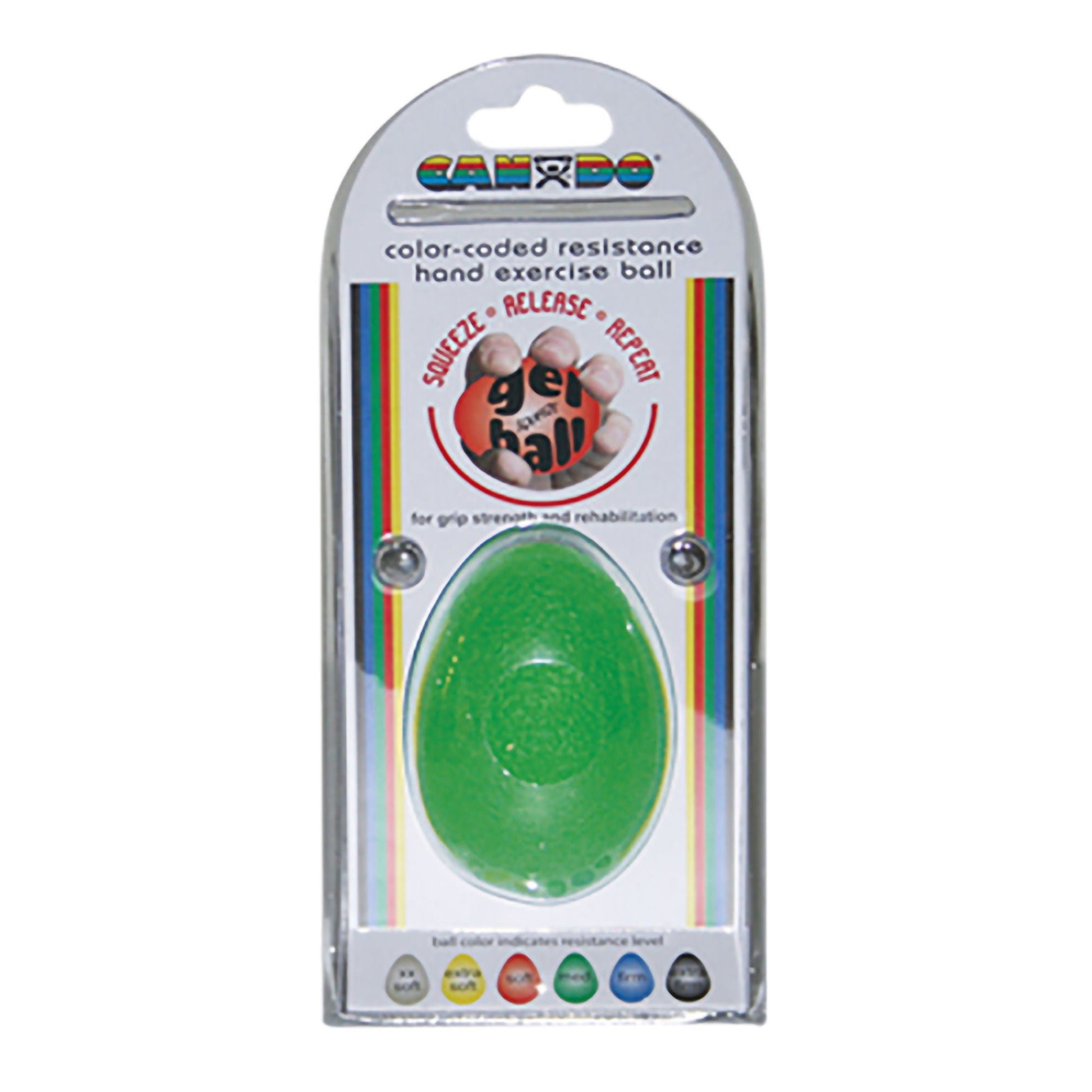 CanDo® Cylindrical Squeeze Ball, Green, Medium Resistance