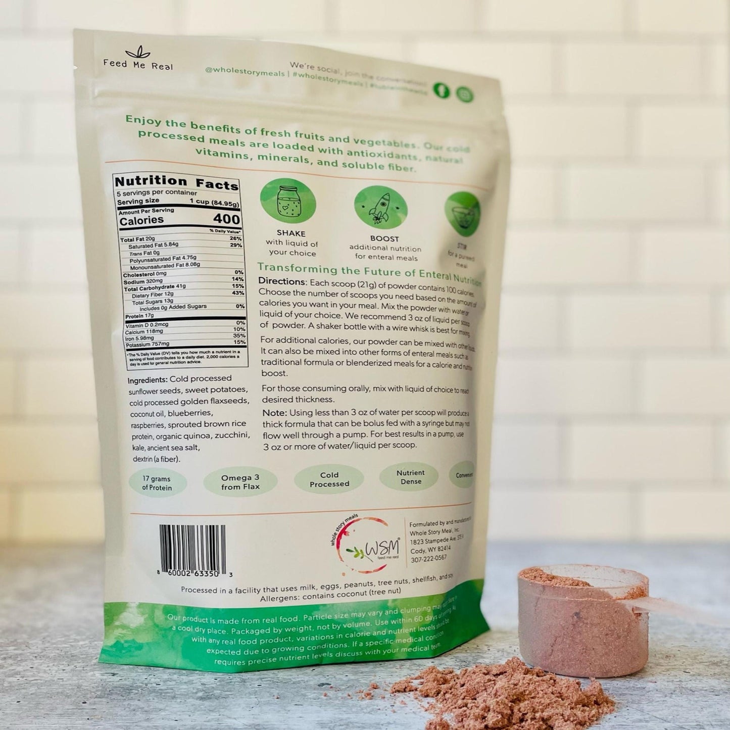 Whole Story Meals Oral Supplement Kale Quinoa Berry Flavor Powder Pouch