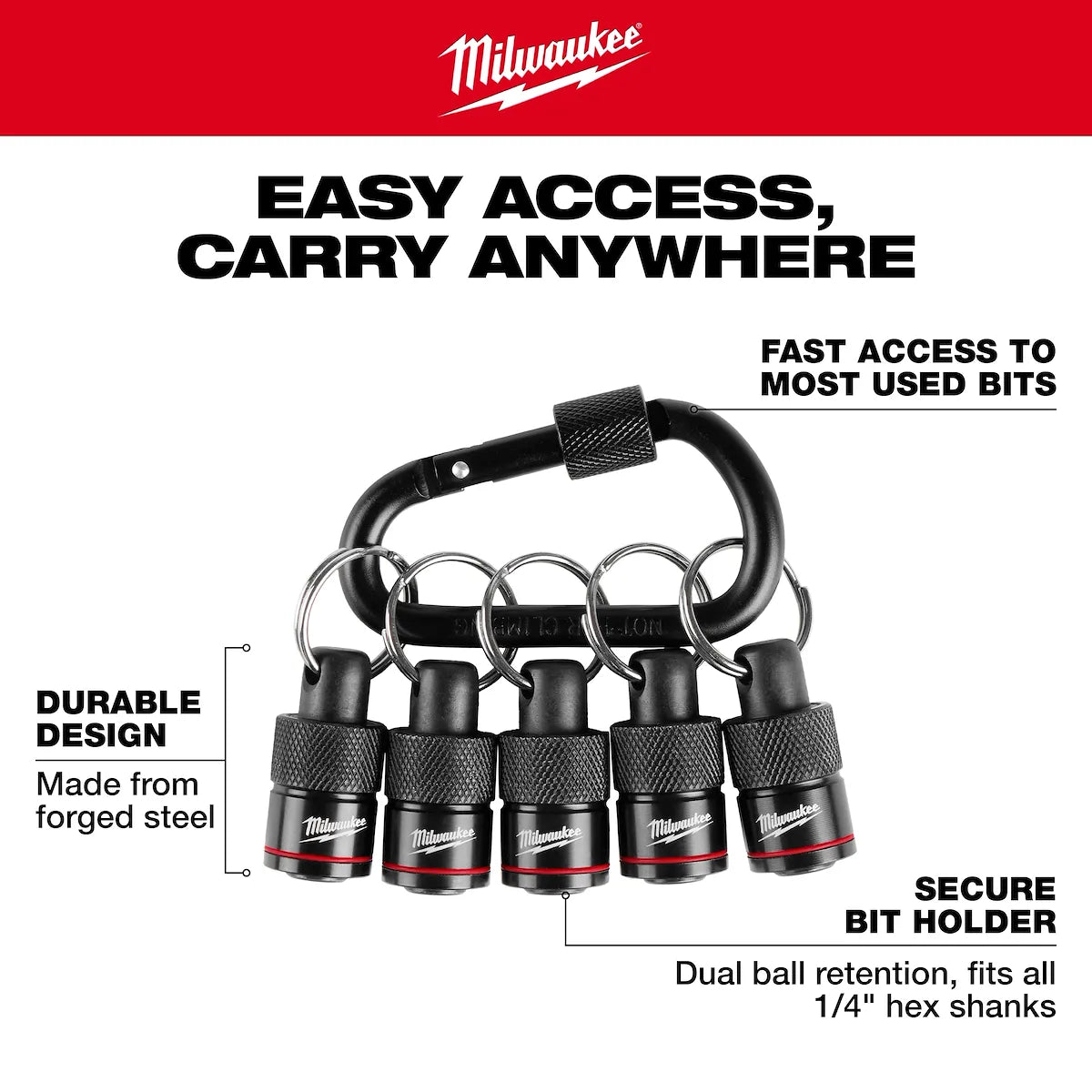 Milwaukee 5PC Bit Holder with Carabiner 48-32-4537