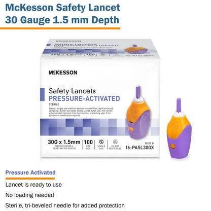 McKesson Pressure Activated Safety Lancets, Purple