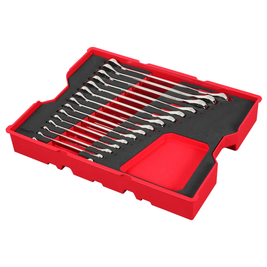 Milwaukee 15pc. Metric Ratcheting Combination Wrench Set with Tray for PACKOUT Drawers 45-96-9313