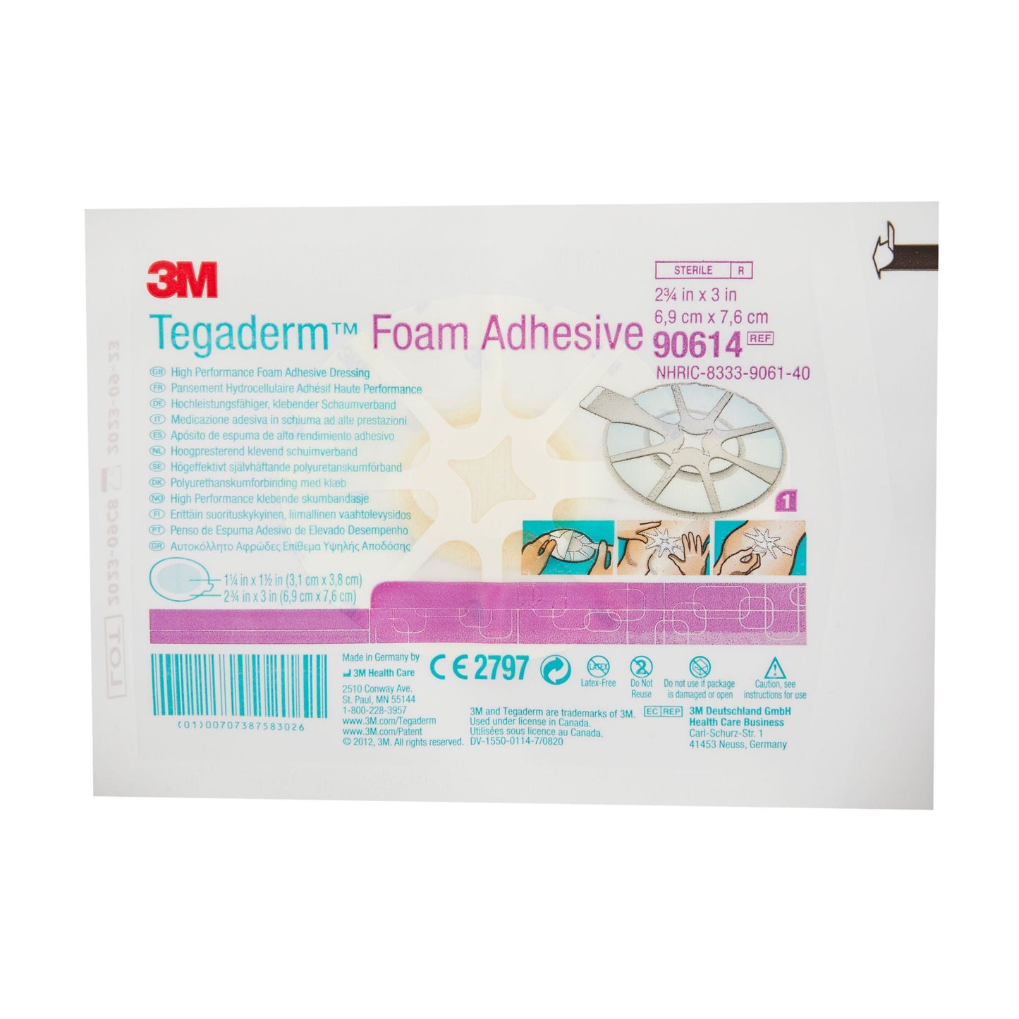 3M™ Tegaderm™ High Performance Adhesive with Border Foam Dressing, 2¾ x 2¾ Inch