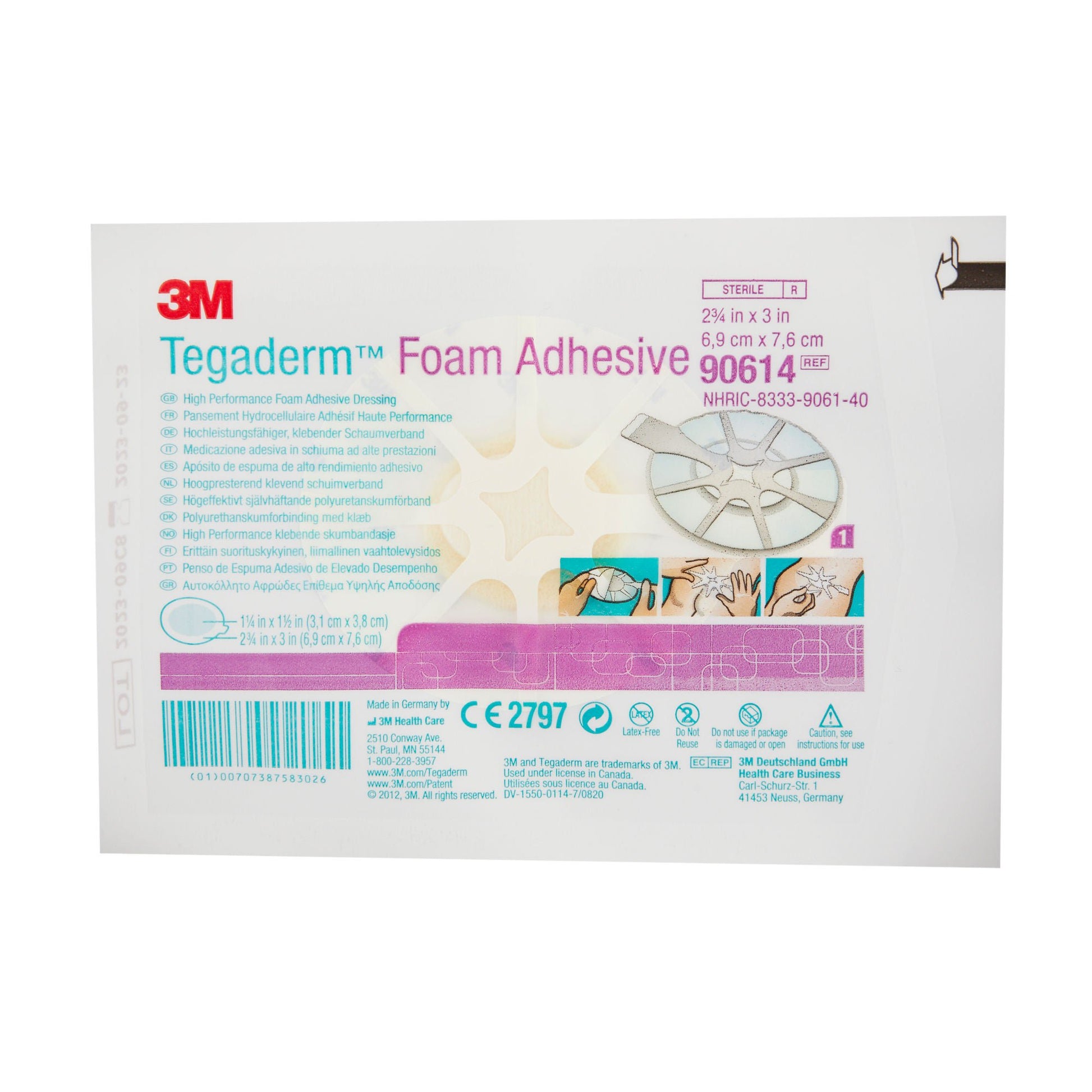 3M™ Tegaderm™ High Performance Adhesive with Border Foam Dressing, 2¾ x 2¾ Inch