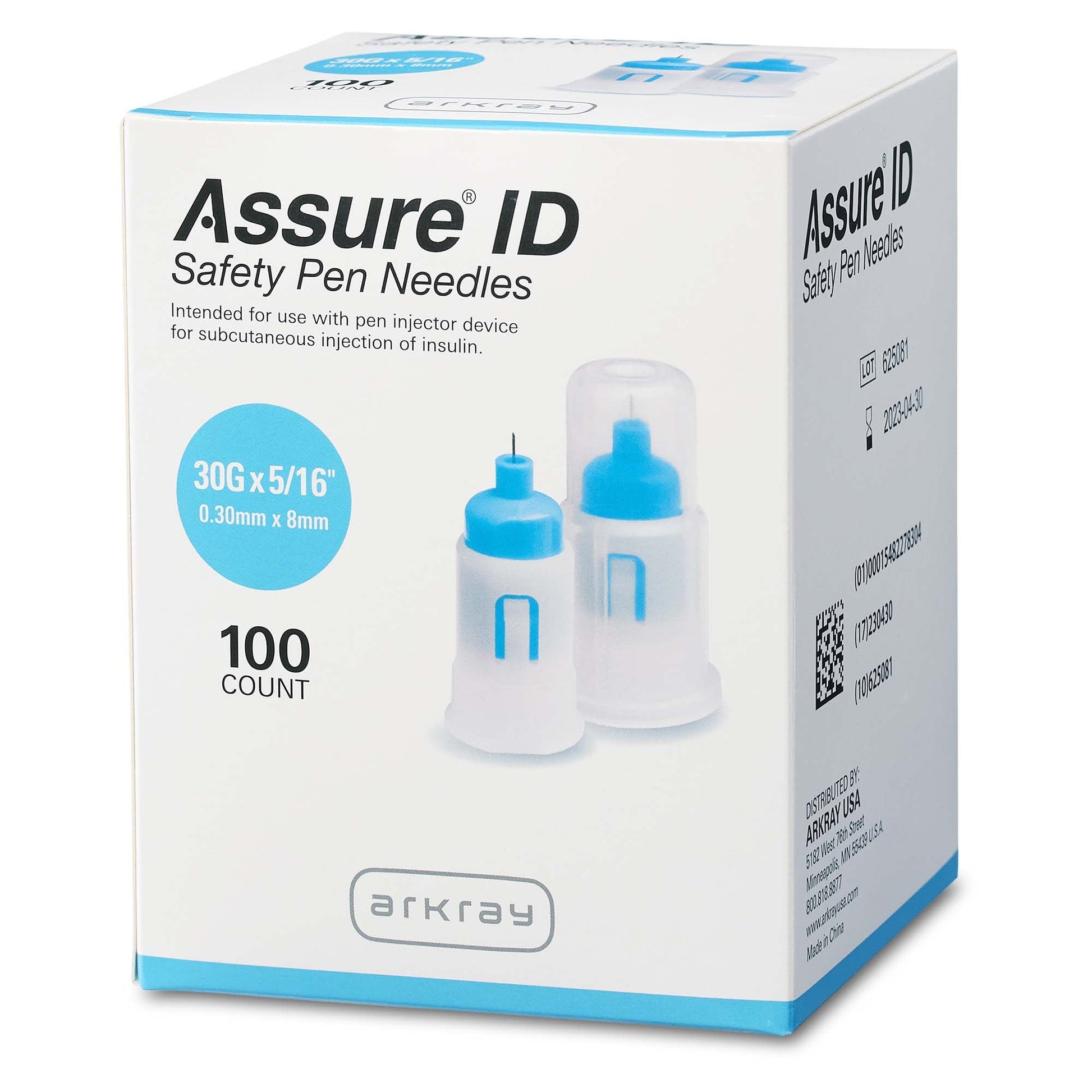 Assure® ID Standard Safety Insulin Pen Needle, 8 mm Length