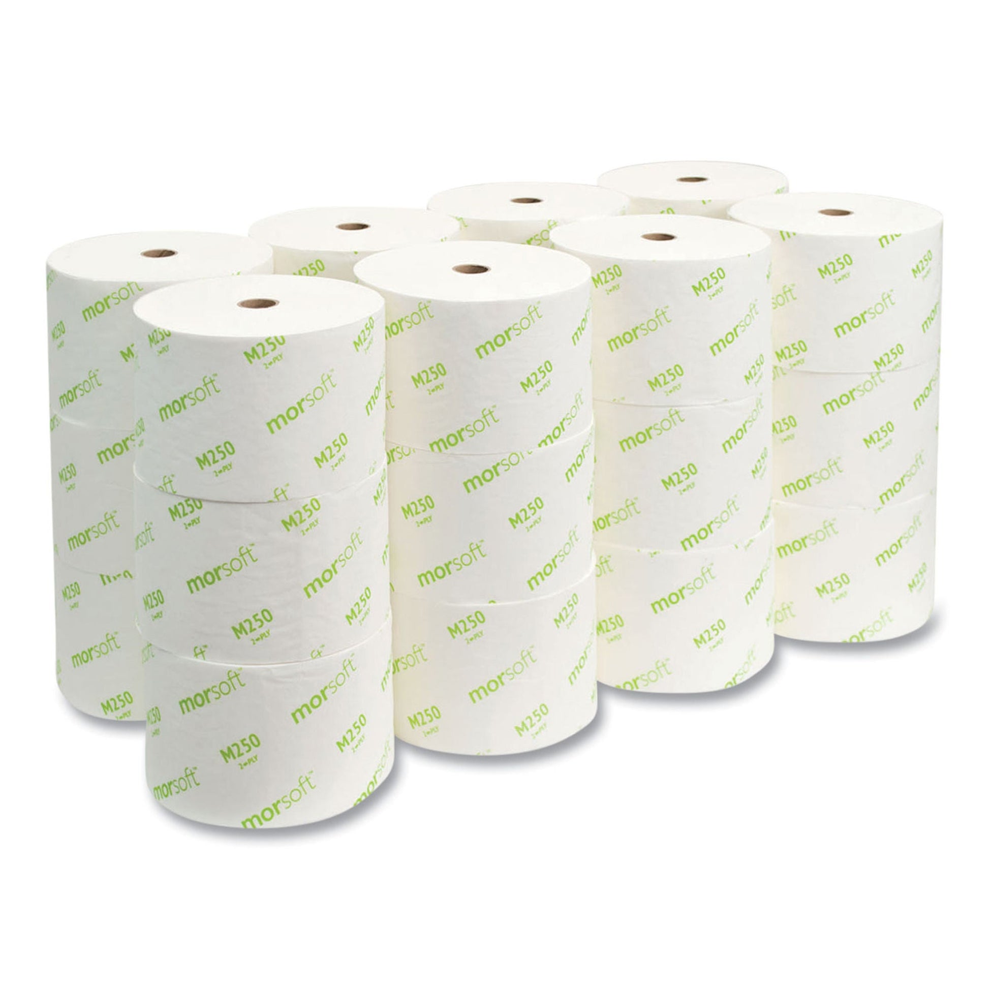 Morcon Toilet Tissue White 2-Ply Standard Size Cored Roll 1250 Sheets -1/2 Inch
